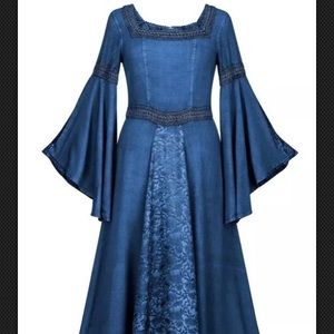 HOLY CLOTHING Blue Arwen Maxi Embroidered Dress